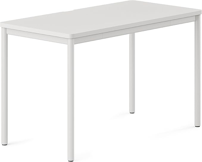 Branch Daily Desk - Functional at Home Office Desk with Effortless Assembly Timeless Design Rounded Corners and Built-in Cable Notch - 48” W x 28.5” H x 24” D - White Work Table