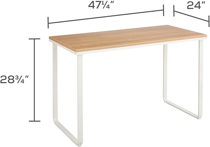 Safco Simple Design Table Desk with Sled Base  Beech Top White Legs (1943BHWH)