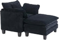Oversized Chair with Ottoman Modern Corduroy Sofa Bed Single Sofa Chaise Large Upholstered Sofa for Living Room Bedroom (Black)