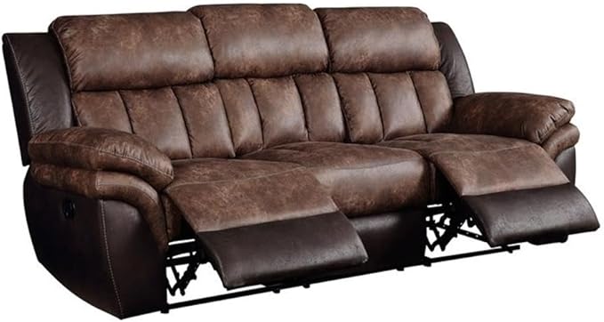 Acme Jaylen Sofa (Motion) in Toffee and Espresso Polished Microfiber