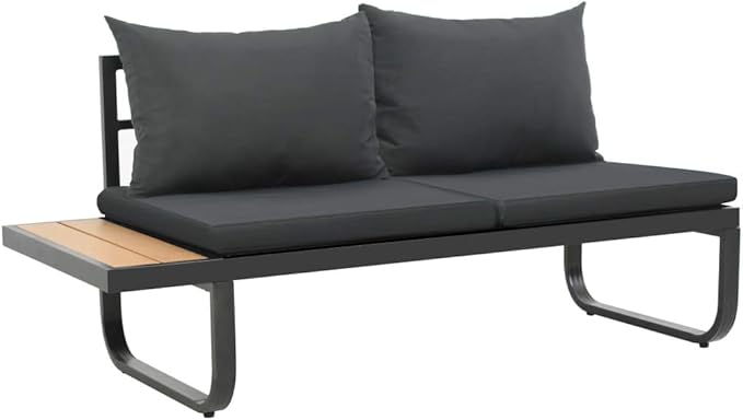 2-Piece Modular Sofa Set Anthracite Aluminum Medium Outdoor Indoor Furniture with Weatherproof Cushions and Powder-Coated Finish for Patio Living Room
