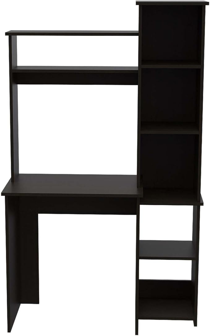 Nashville Writing Desk Six Shelves - Space-Saving Home Office Desk with Storage
