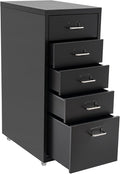 5 Drawer File Storage Cabinet Black Side Storage Organizer Office Filing Cabinet Stand Freestanding Storages Drawer Rolling Storage Dresser with Wheels11 * 16.1 * 27.1in