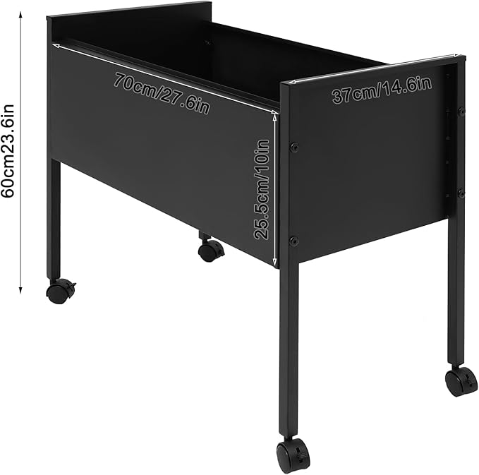 CNCEST Rolling File Cabinet File Organizer with Wheels Rolling File Cart for Hanging Files (Black)