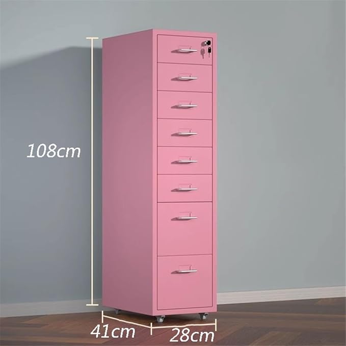 File Cabinets Metal File Data Organizer Multifunctional Office Storage Drawer Cabinet 8 Layer Large Capacity File Cabinet with Lock File Storage Cabinets(Blue)