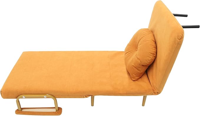 Convertible Sofa Bed Folding Sleeper Chair with 5-Position Adjustable Backrest Pull Out Couch Folding Sofa Bed for Living Room Bedroom Office Dorm and Small Spaces (Orange)