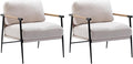 CIMOTA Modern Accent Chairs Set of 2 Comfy Armchair Chenille Fabric Living Room Chair with Metal Frame Upholstered Leisure Chairs with Thick Cushion for Living Room Bedroom Balcony Beige