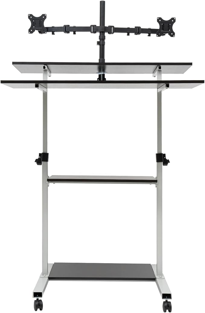 Mobile Stretchable DeskHeight Adjustable Laptop Desk with Wheels Storage Desk Home Office Computer Workstation Portable Rolling Table Laptop Cart for Sitting