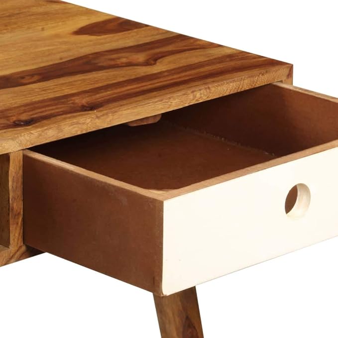 Wooden Writing Computer Desk with 3 Storage compartments Home Office Desk Writing Study Table PC Desk Workstation for Bedroom 43.3x21.7x29.9 Solid Sheesham Wood