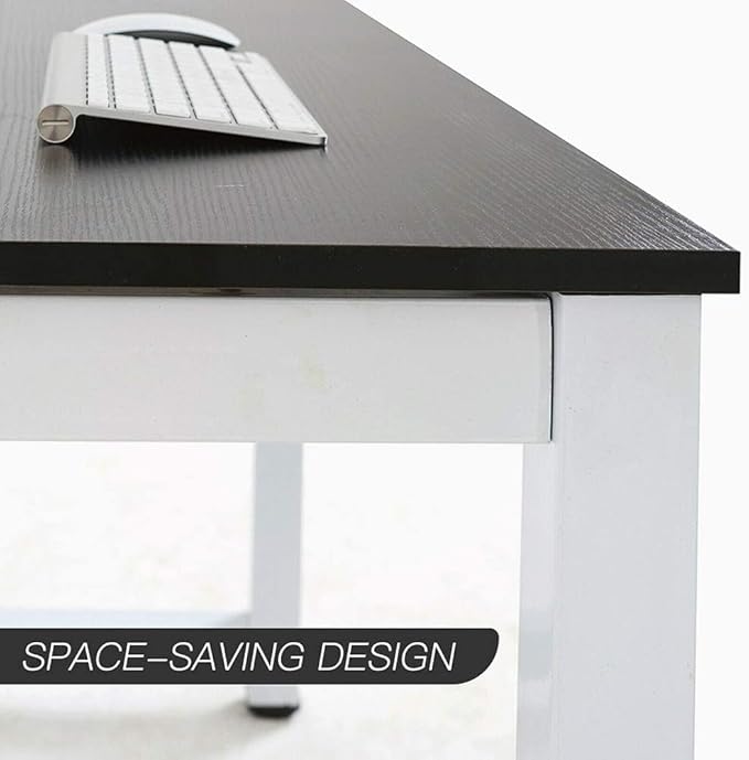 Computer Desk 43in Wood Work Desk Large Gaming Writing Desk PC Laptop Table Study Workstation Home Office Furniture (Black)