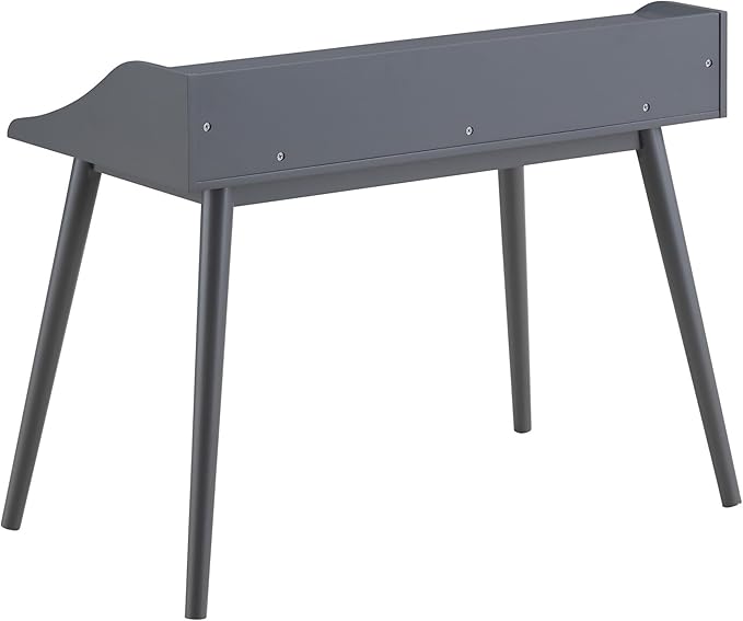 Grey 4-Compartment Writing Desk for Small Spaces Modern Home Office Desk with Storage Asian Hardwood &amp MDF Construction