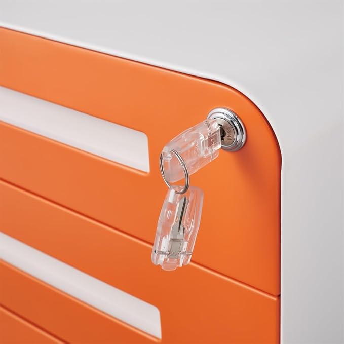 3-Drawer Mobile Filing Cabinet with Lock Legal/Letter Sized Office Storage Suitable for Offices and Study Rooms (YH-Orange)