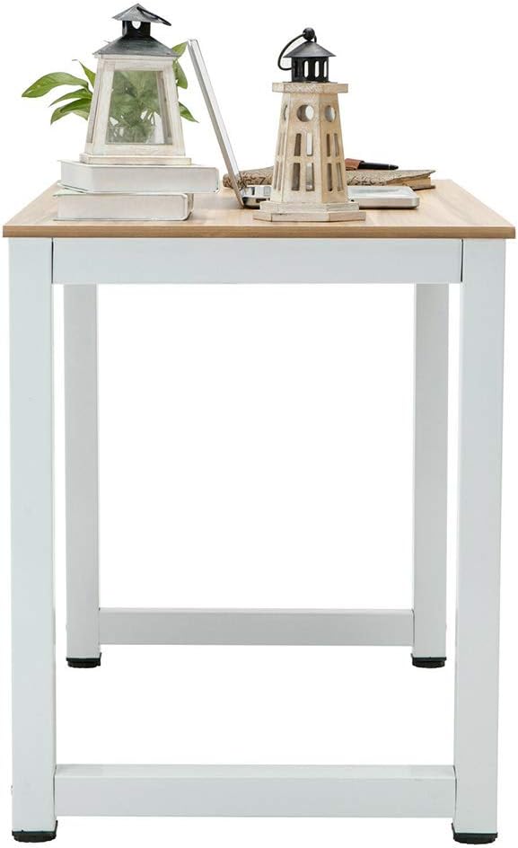 Computer Desk 43in Wood Work Desk Large Gaming Writing Desk PC Laptop Table Study Workstation Home Office Furniture (Burlywood)