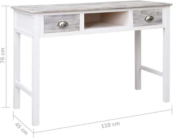 vidaXL Writing Desk Computer Desk with Storage Drawers Laptop Table for Home Office Workstation Table Farmhouse Scandinavian Gray Wood