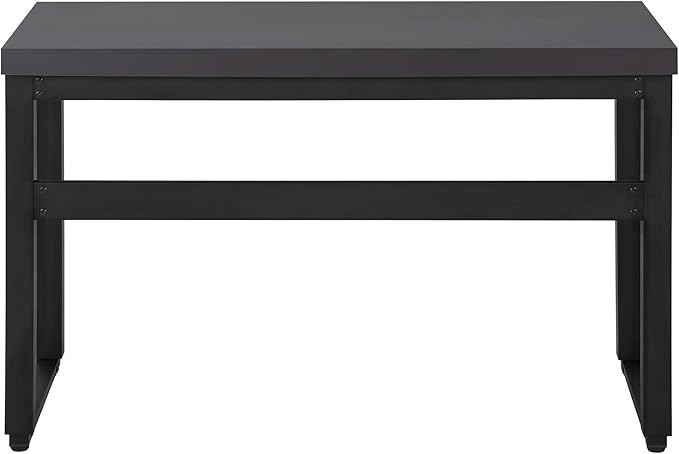 Penau Adjustable Computer Desk for Home Office Modern Grey Laminate Surface Black Metal Legs 47.25 Inchs Long Suitable for Small Spaces