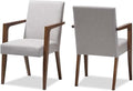 Baxton Studio Andrea Upholstered Arm Chair in Gray Beige (Set of 2)