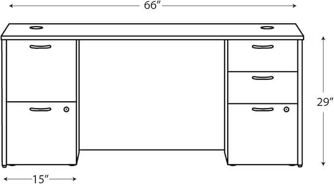 HON MOD Executive Office Desk with Drawers Modern Computer Desk with Double Pedestals Home Office 66 W Mahogany