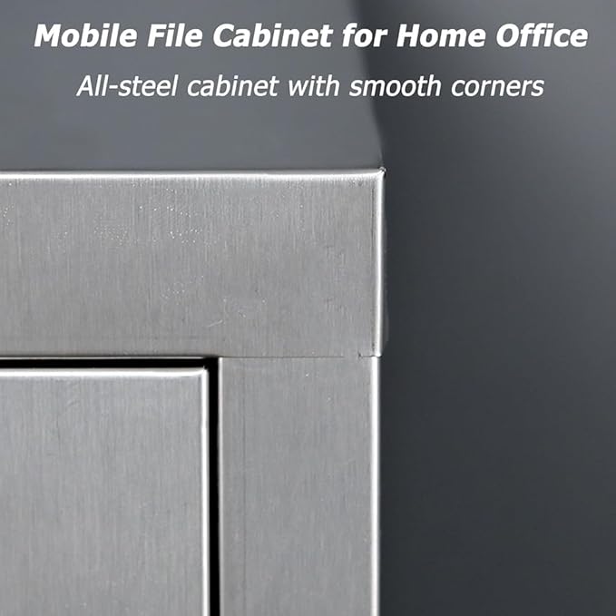 Stainless Steel File Cabinet with Lock Under Desk Mobile File Cabinet for Home Office Garage Tool Chest Cabinet Metal Medicine Cabinet for Warehouse/Repair Shop/Home (Size:3 Drawers)