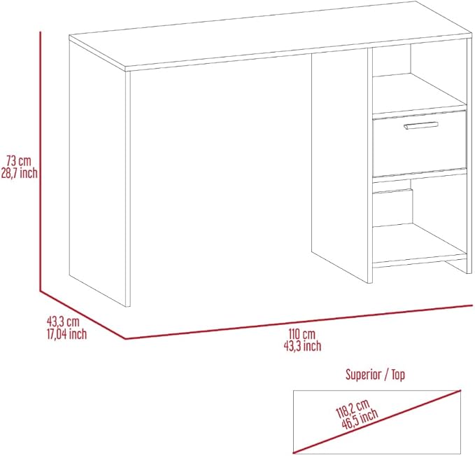 Computer Desk with Storage 43 Home Office Desk with 2-Shelf &amp 1-Drawer Modern PC Desk Study Writing Table Workstation for Small Spaces Smokey Oak