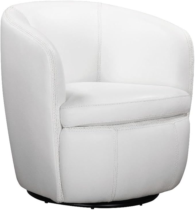Pemberly Row Set of 2 Snow All Italian Leather Swivel Club Chair