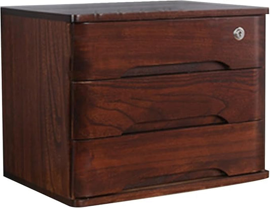 Multi-Layer Drawer Storage Box Solid Wood Flat File Cabinet With Lockable A4 Treatment Storage Cabinet For Home Desktop Office(Color:BSize:3 drawer)