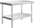 Jocisland 30 x 48 Stainless Steel Table for Prep &amp Work NSF Certified with Adjustable Under Shelf and Feet for Commercial Kitchen Restaurant Hotel Garage