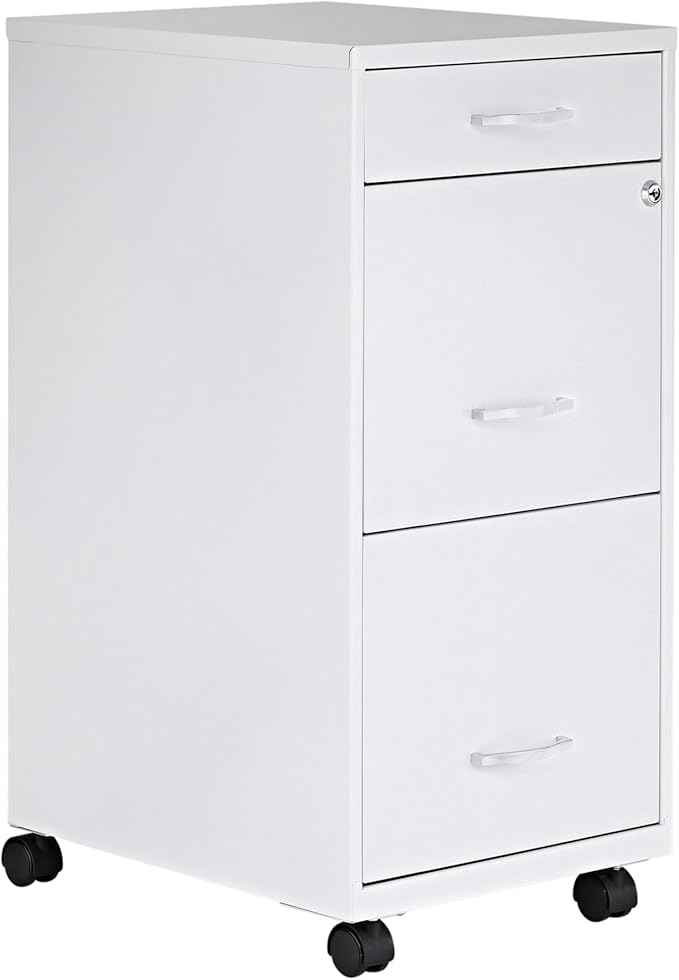 Lorell LYS SOHO Box/File/File Mobile White File Cabinet 3 Drawer 26.5 x 14.3 x 18 in