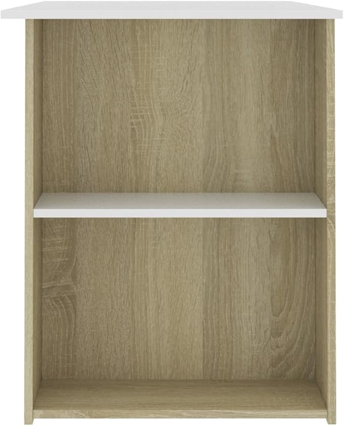 vidaXL Desk Standing Computer Desk with Shelves Workstation for Living Room Home Office Desk Modern Style White and Sonoma Oak Engineered Wood