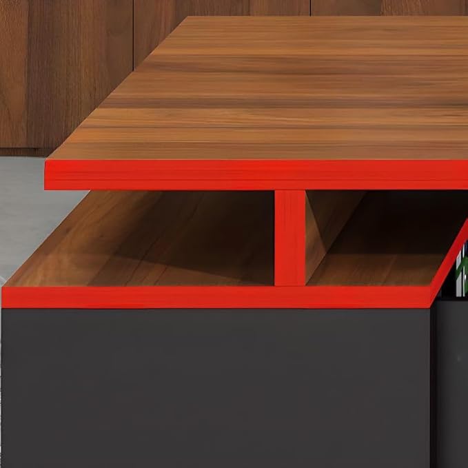 RUNNUP L-Shaped Executive Desk Contemporary Office Desk with Drawers and Cable Management Long Home Writing Desk Dark Brown 63 L x 47 W x 31.5 H Table Only