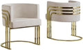 MAKLAINE Accent Barrel Chair 24 L x 22 W x 30 H Beige Cream Velvet Upholstery Gold Chrome Legs Modern Minimalist Design Stylish Leisure Seating for Living Room or Bedroom