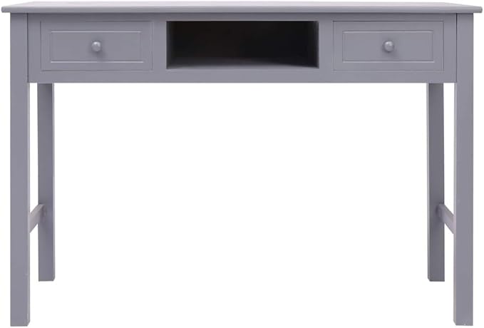 Wooden Writing Computer Desk with 2 Drawers and 1 Open Compartment Home Office Desk Writing Study Table for Bedroom Console Table for Living Room Gray 43.3x17.7x29.9 Wood
