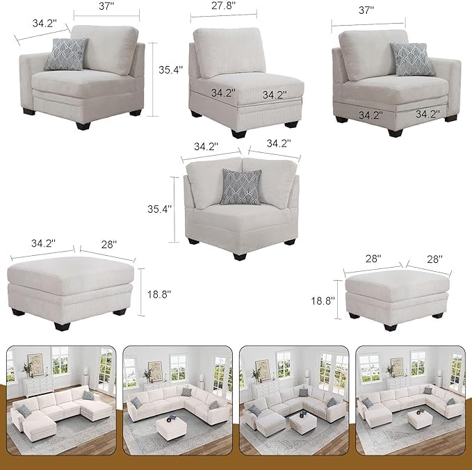 L Lengend Vansen Coner Module for Modular Sofa Couch (Cream)
