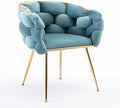 Luxury Modern Simple Leisure Velvet Single Sofa Chair Bedroom Lazy Person Household Dresser Stool Manicure Table Back Chair (Blue + Velvet)