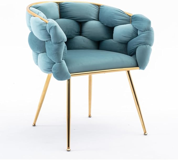 Luxury Modern Simple Leisure Velvet Single Sofa Chair Bedroom Lazy Person Household Dresser Stool Manicure Table Back Chair (Blue + Velvet-1)