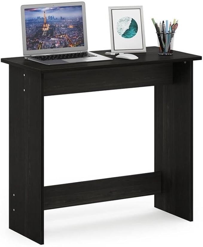 Pemberly Row Study Table 31.5 Wide Engineered Wood Writing Desk Espresso Finish Compact Design with Rounded Corners Home Office Furniture for Small Spaces