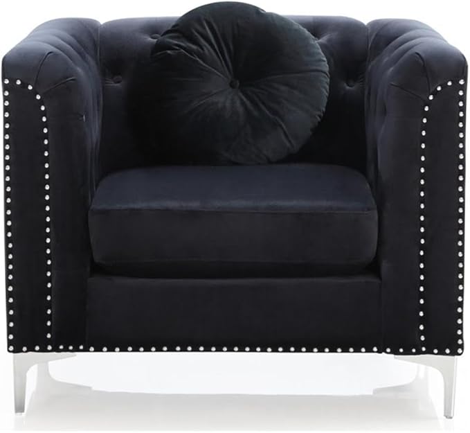 Glory Furniture Pompano Velvet Chair in Black