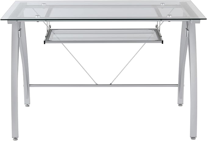 Realspace® Vista 48 W Glass Computer Desk Silver