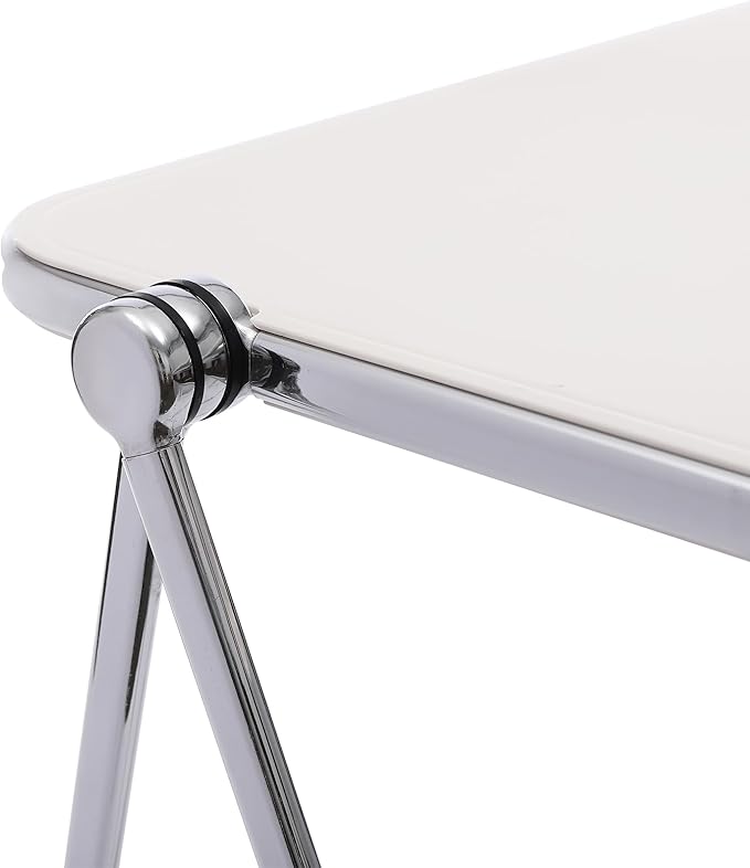Folding TV Tray Table Acrylic Foldable Desk No Assembly Required Mini Folding Desk for Home Office Living Room Bed Room Outdoor (Silver + White)