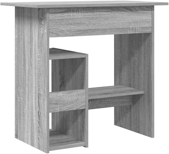 vidaXL Desk Writing Desk with Storage Home Office Desk Furniture Standing Computer Desk Modern Style Gray Sonoma Engineered Wood