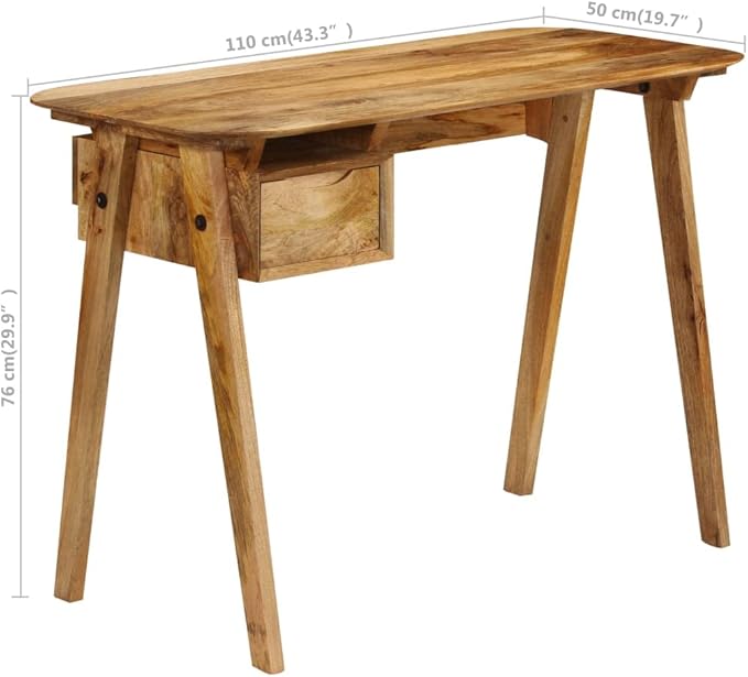 Farmhouse Computer Desk Study Writing Desk with Drawer and Open Shelves 43.3 x 19.7 inch Home Office Desk Computer Table Workstation for Home Office Brown