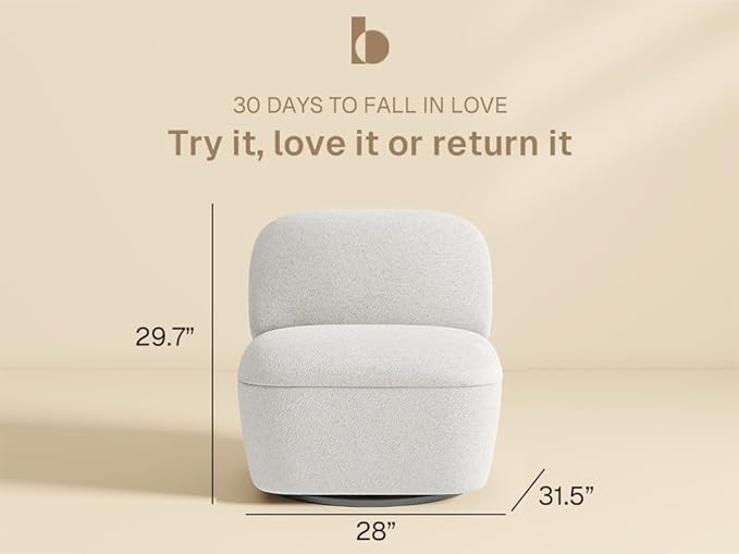 BELLEZE Upholstered Swivel Accent ChairModern 360° Rotating Chair with Hidden Storage Easy Assembly Compact Chair for Living Room Bedroom Office Space-Saving Design -White