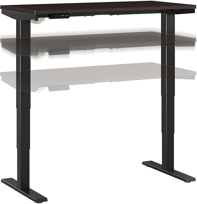 Move 40 Series by Bush Business Furniture 48W x 24D Electric Height Adjustable Standing Desk in Mocha Cherry with Black Base