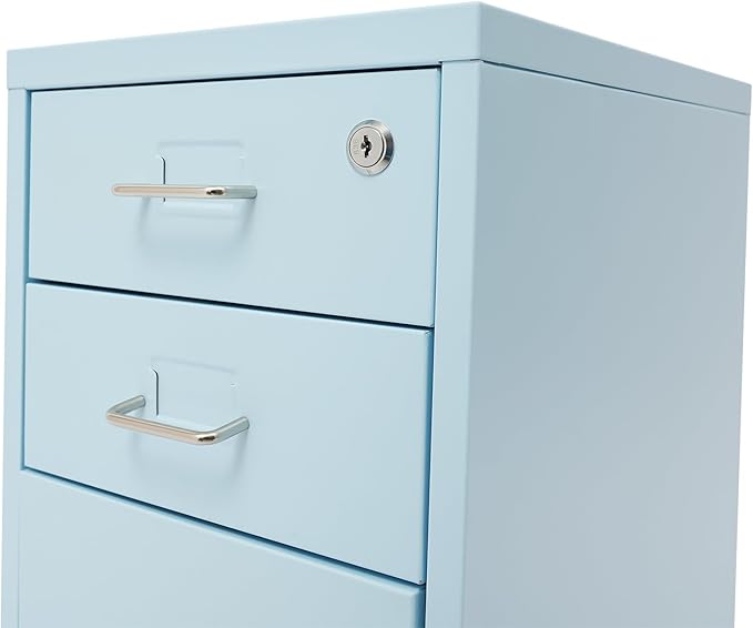 File Cabinet with Lock3 Drawer Large Capacity Vertical File Cabinet File Cabinet with Wheels for Offices Libraries Classrooms Study Rooms Hospitals