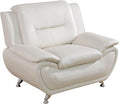 Lounge Comfy Faux Leather Sofa Modern Couch for Small Living Room/Dorm/Bedroom/Office/Apartment for Small Spaces (White Single Seat)