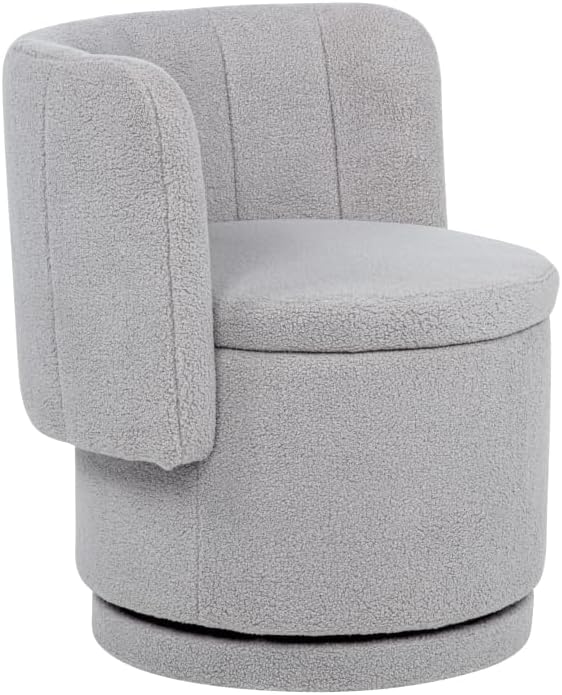 Stylish and Minimalist Teddy Fleece Single Sofa Chair with Arms and Pillow Armchair Accent Chair for Living Room Bedroom StudyGrey (Gray + Boucle)