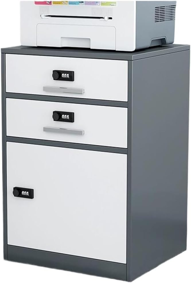 Under Desk Filing Cabinet Small Cabinet with Locking Drawer Cabinet File Information Cabinet Tin File Cabinet (Color : Grey)