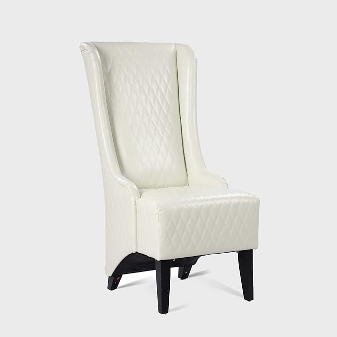 HomVent 1PCS Chair with Super High Wing-Back Velvet/PU Leather Upholstered Armless Throne Chair with Diamond Lattice Design Retro Elegant Side Chair for Living RoomKitchen