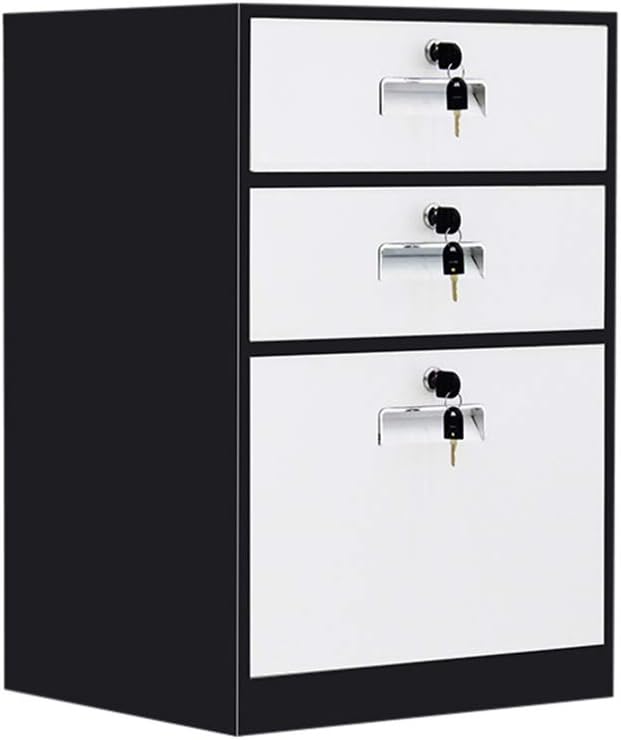 Three-Drawer File Cabinet Metal Desk Side Cabinet Simple Bedside Cabinet Office File Cabinet Filing Cabinet (Color : 1) (1)