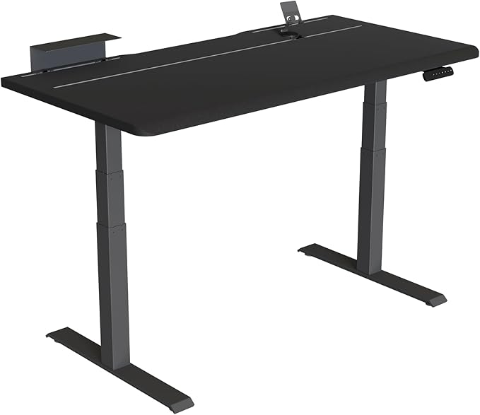 Vari ComfortEdge 60x30 Inch Adjustable Electric Standing Desk with TechTrack – Sit Stand VariDesk with Memory Presets Included Phone Stand &amp Shelf 200 LB Capacity Tool-Free Assembly (Black)