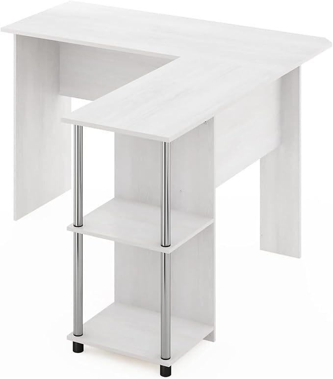Maykoosh L-Shape Computer Desk with Shelves - Modern Home Office Desk